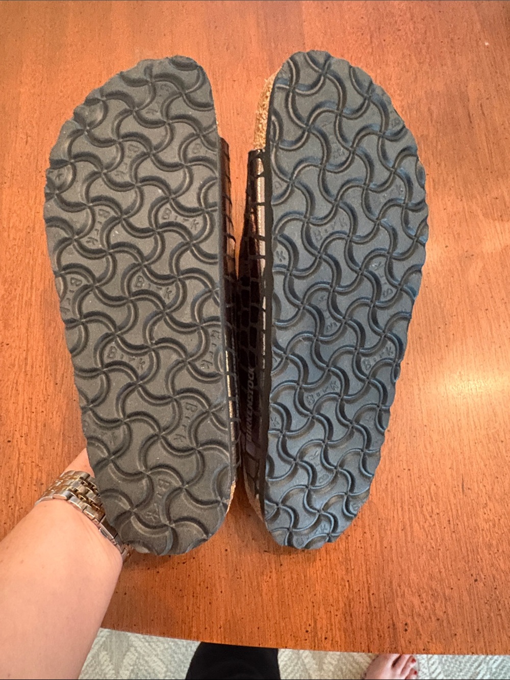 Birkenstock Arizona Metallic Croc-Print Dual Buckle Sandal - Picture 5 of 7